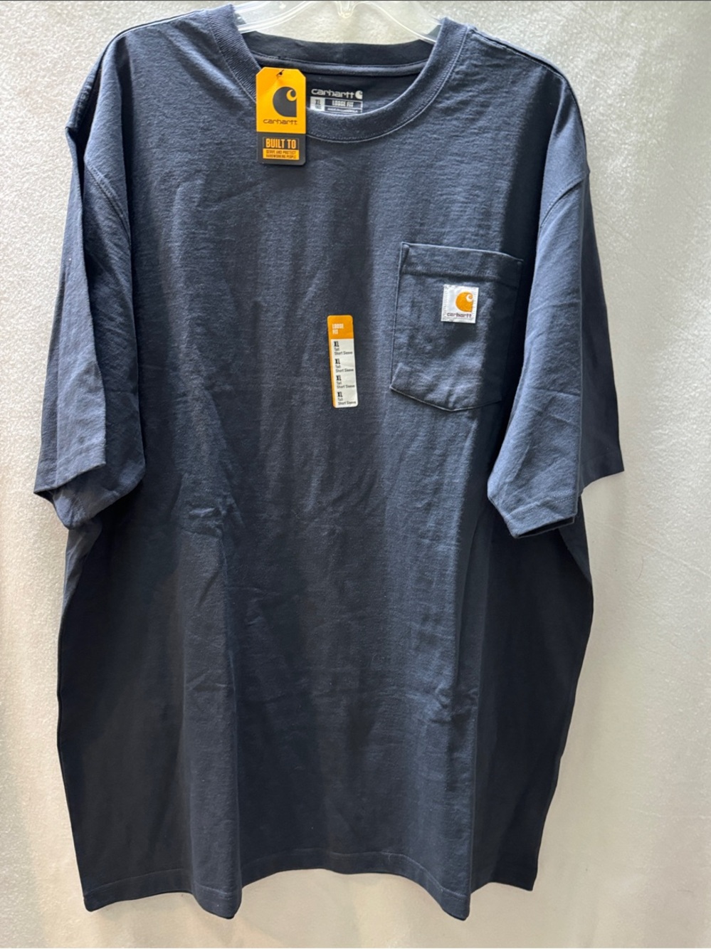 Men’s Carhartt Short Sleeve Loose Fit Pocket Tee in Navy Blue XL Tall